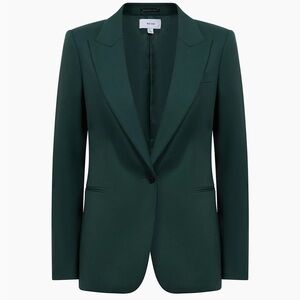 Reiss Jade Wool Blend Blazer Bottle Green Size 6